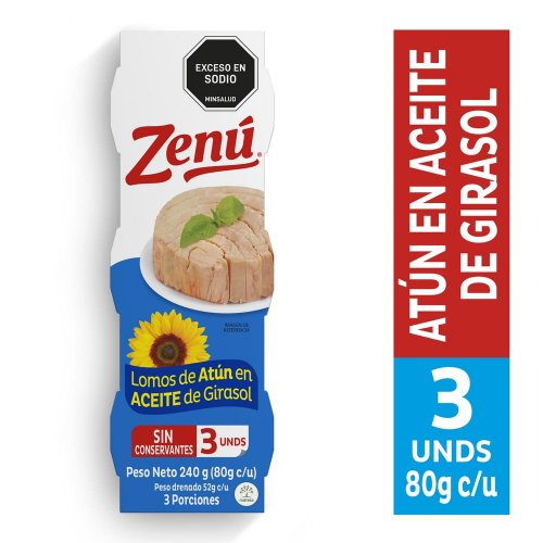 Atun En Lomo Zenu En Aceite De girasol 3 x 80 g