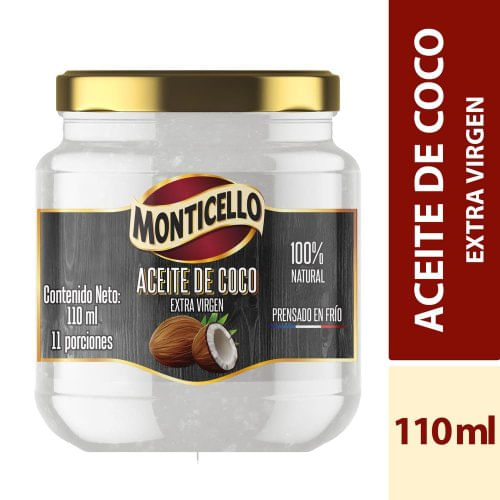 Aceite De Coco Monticello Extra Virgen x 110 ml