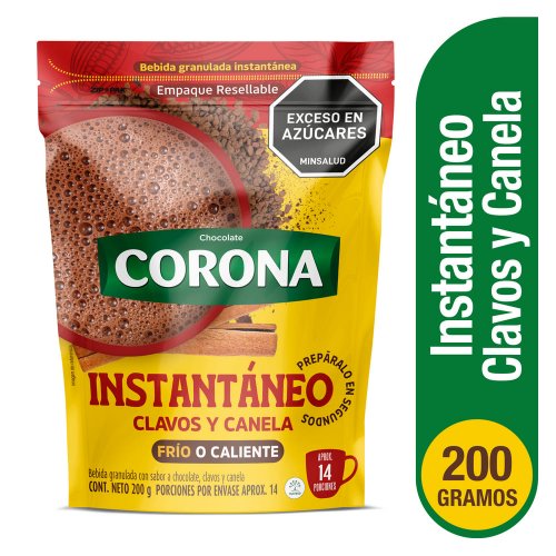 Chocolate Corona Instantáneo Clavos y Canela x 200 g