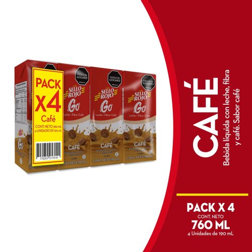 Bebida Líquida Café Sello Rojo Go 4 und x 190 c/u 760 ml