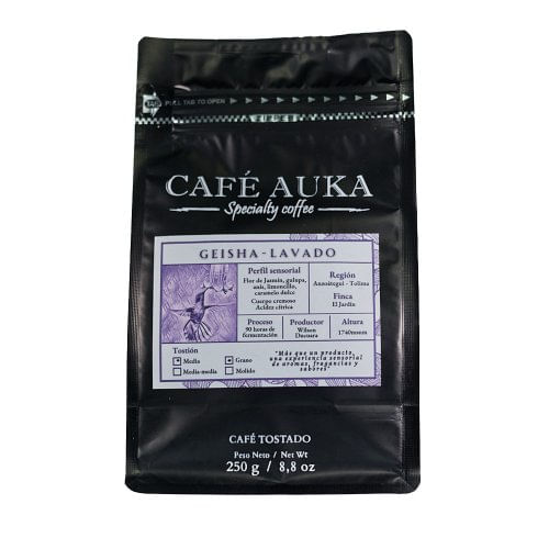 Café Auka geisha Lavado Grano x 250 g