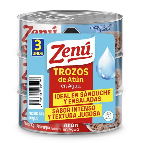 Trozos De Atun Zenu x 3 und 140 g c/u Agua