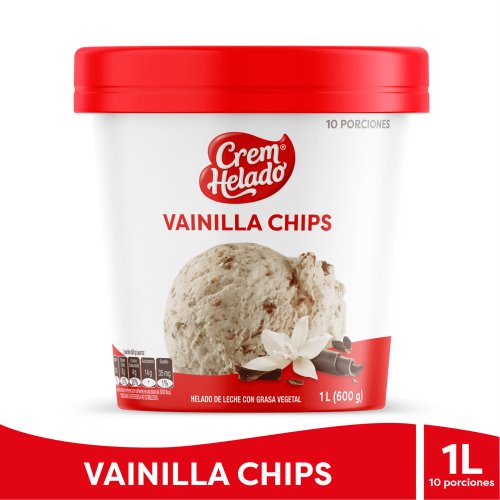 Helado Crem Helado Vainilla Chips 1 Litro/600 g