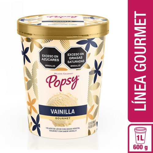 Helado Popsy Gourmet Vainila 1 Litro/600 g