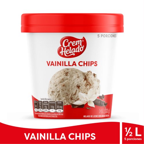 Helado Crem Helado Vainilla Chips Chocolate 1/2 Litro - 300 g