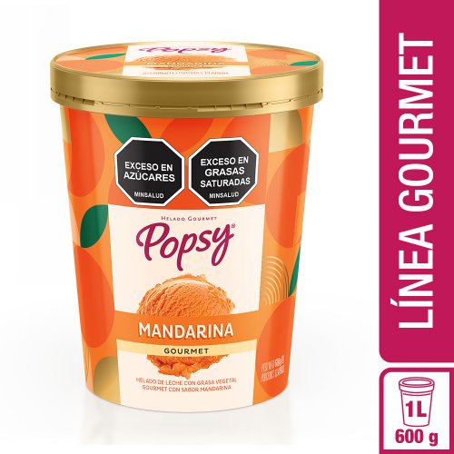 Helado Popsy Gourmet Mandarina 1 Litro - 600 g
