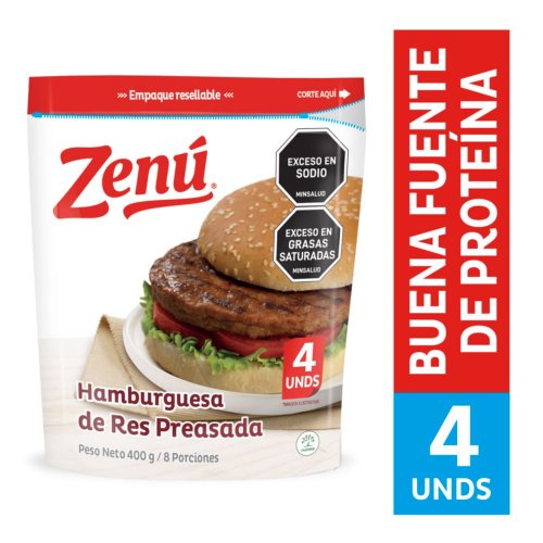 Hamburguesa Zenú Res Preasada x 400 g