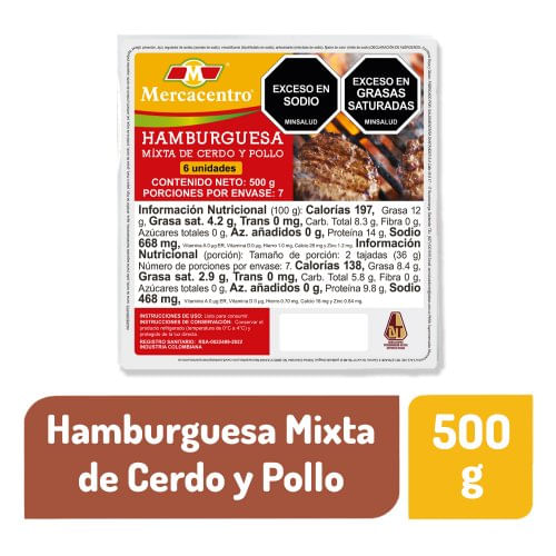 Hamburguesa Mercacentro Mixta x 500 g