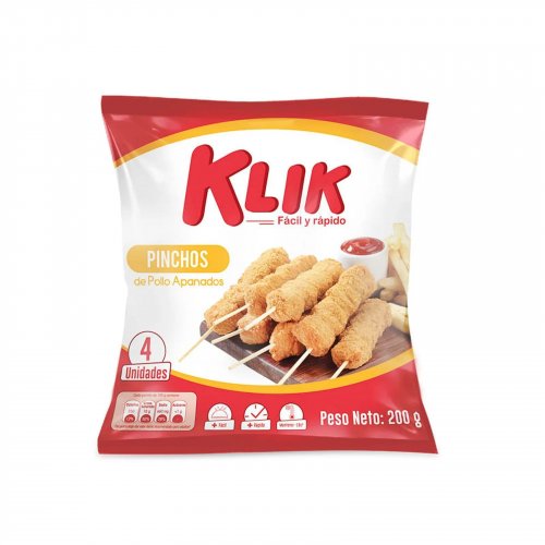 Pinchos Klik  Kokoriko Pollo Apanado Bolsa x 200 g