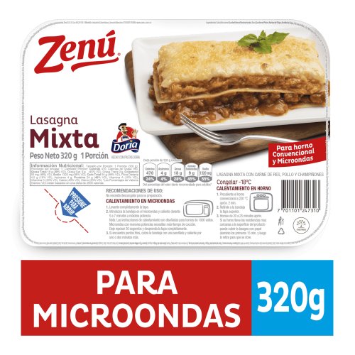Lasagna Zenú Mixta Bandeja 320 g