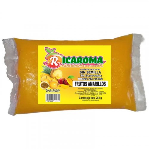 Pulpa Ricaroma Frutos Amarillos x 250 g Sin Semilla