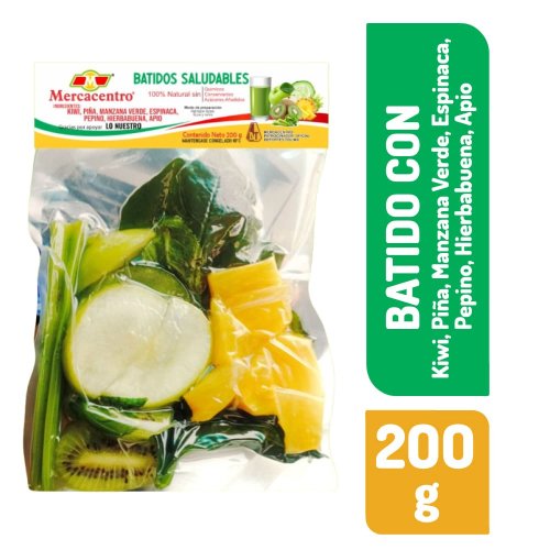 Batido Mercacentro Kiwi-Pina-Mzna-Espinaca-Pepino-Apio x 200 g