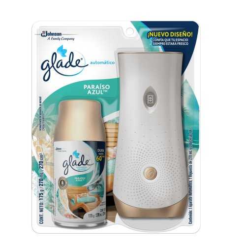 Ambientador Glade Automatico Unidad Paraiso Azul 270 ml