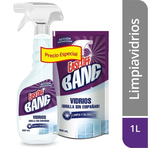 Limpia Vidrios Easy Off Bang Cristal Pistola 500 ml + Repuesto