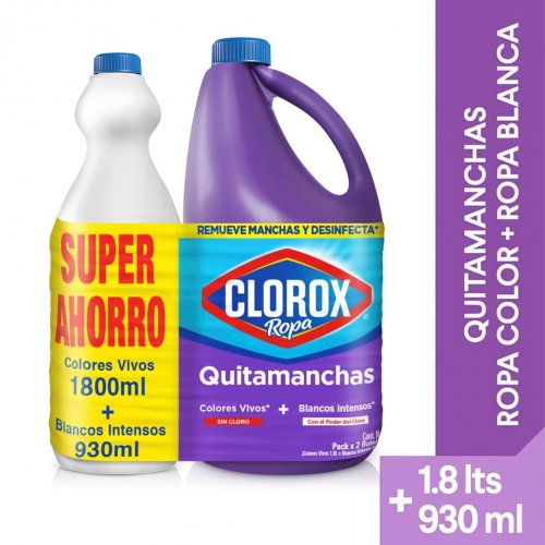 Clorox Ropa 1800 ml Color + Blancos Intensos 930 ml Precio Especial