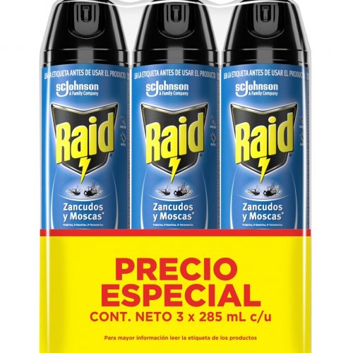 Insecticida Raid Elimina Voladores 3X285 ml Precio Especial