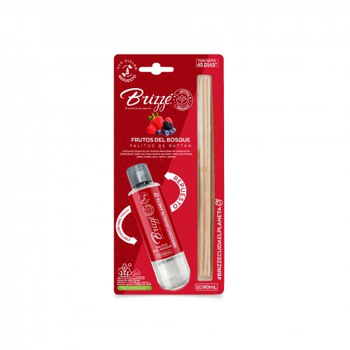 Ambientador Brizze Palitos De Rattan Frutos Bosque x 60 ml