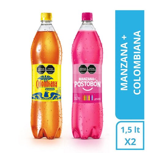 Gaseosa Postobon 2 x 1.5 ml Manzana Colombiana