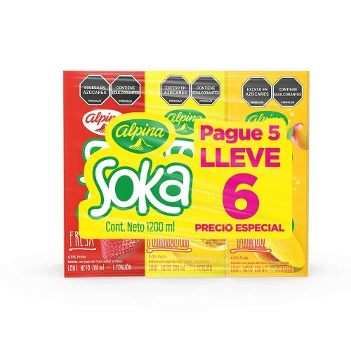 Refresco Soka Tetra x 200 ml Surtido Pague 5 Lleve 6 x 1000 ml