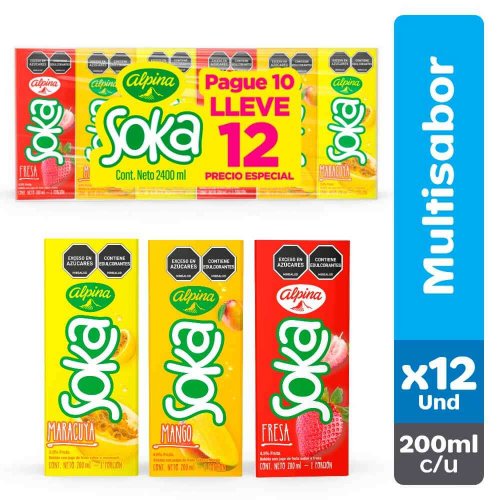 Refresco Soka Tetra x 200 ml Surtido Pague 10 Lleve 12 x 2000 ml