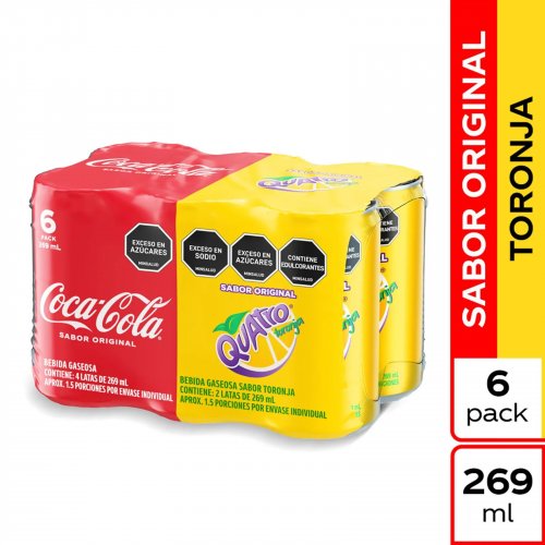 Coca Cola + Quatro Surtida Lata 4+2 x 269 ml x 1614 ml