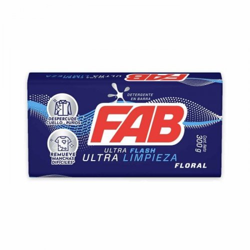 Detergente Fab Ultra Flash Floral Barra x 300 g