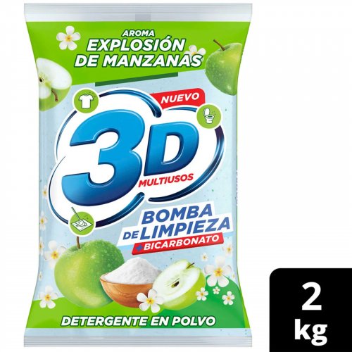 Detergente 3D Multiusos Manzana x 2000 g