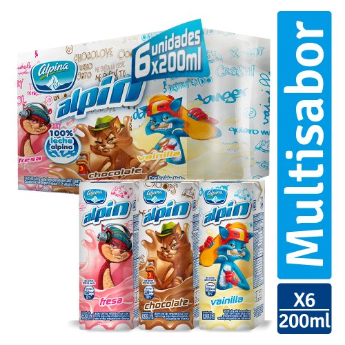 Multiempaque X6 und Alpin Multisabor Caja 200 ml