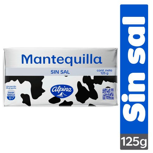 Mantequilla Alpina Sin Sal Bloque 125 g