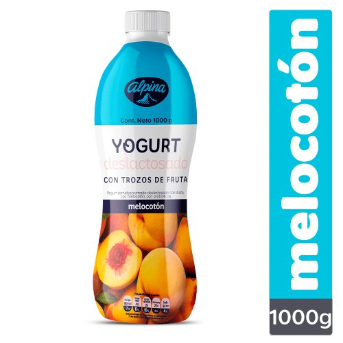 Yogurt Deslactosado Melocotón Botella 1000g