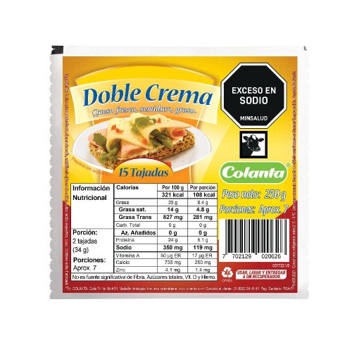 Queso Colanta x 250 Doble Crema