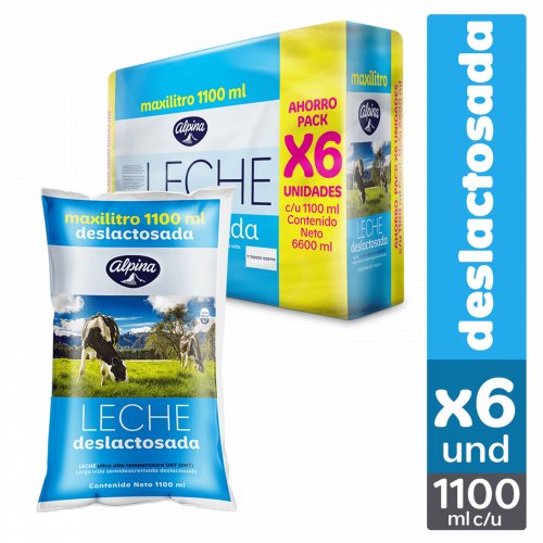 Leche Alpina Deslactosada Bolsa Maxilitro 6 und x 1100 ml