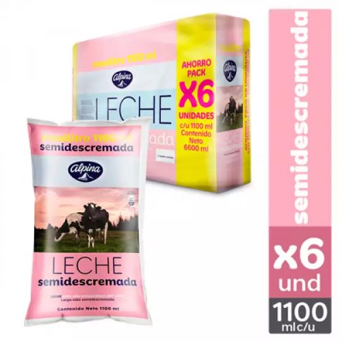 Leche Alpina + Fibra 6 x 1100 ml Semidescre
