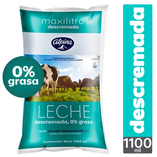 Leche Alpina Descremada Bolsa 1100 ml