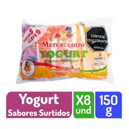 Yogurt Mercacentro Bolsa Surtido 8X 150 g