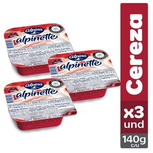 Alpinette Cereza 140 g - Multiempaque X3 und