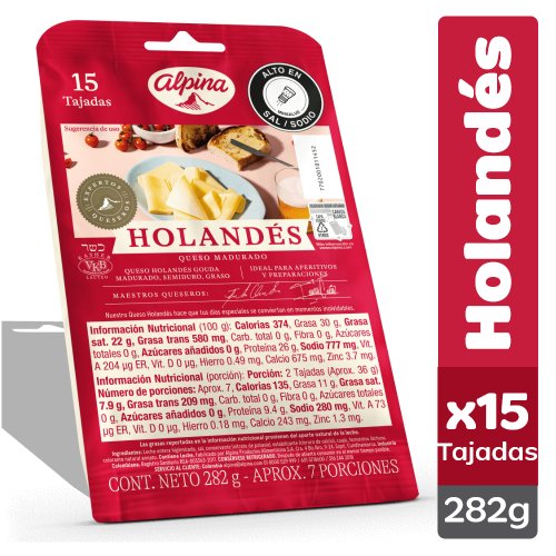 Queso Holandés 15 Tajadas - 282 g