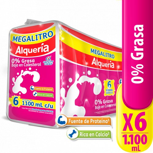 Leche Alquería Bolsa x 1100 ml - Descremada x 6 und