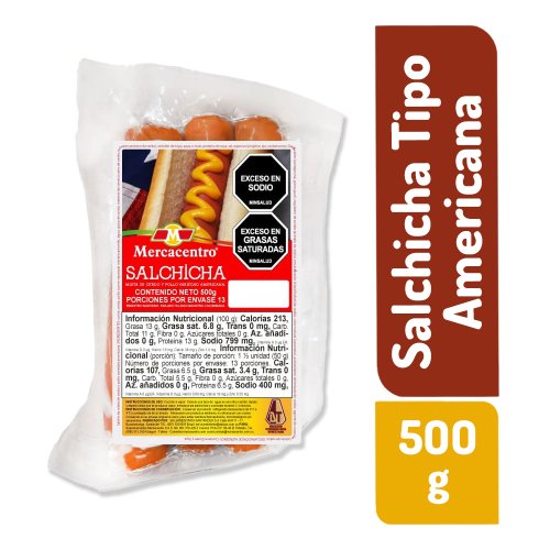 Salchicha Mercacentro Tipo Americana x 500 g