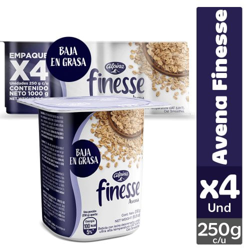 Avena Finesse Vaso x4 und - 250 g (c/u)