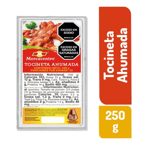 Tocineta Ahumada Mercacentro x 250 g