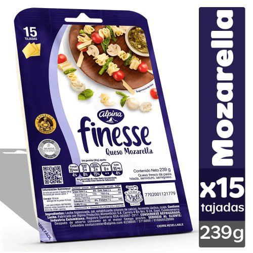 Queso Finesse Alpina x 15 Tajadas 239 g