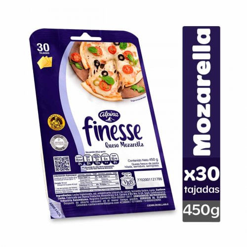 Queso Finesse Alpina 450 g 30 Tajadas