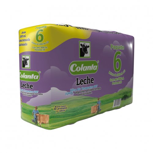 Leche Colanta UHT Deslactosada 6 x 1000 ml