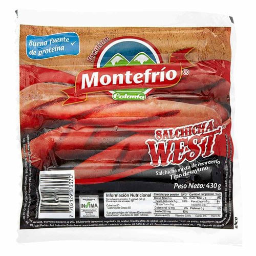 Salchichawest Montefrio x 430 g Colanta