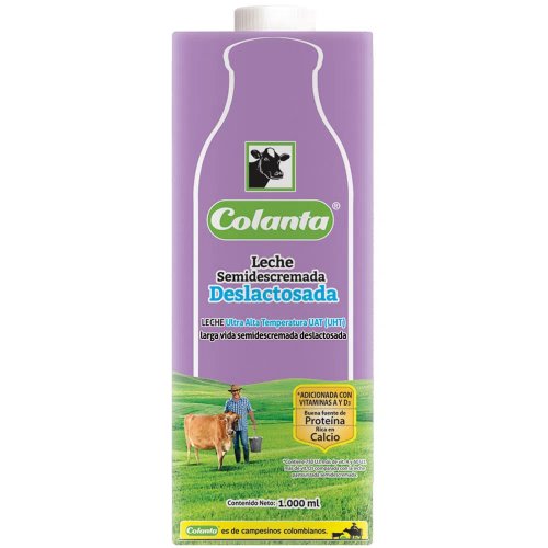 Leche Colanta Semidescremada/Deslactosada Tetra 1000 ml