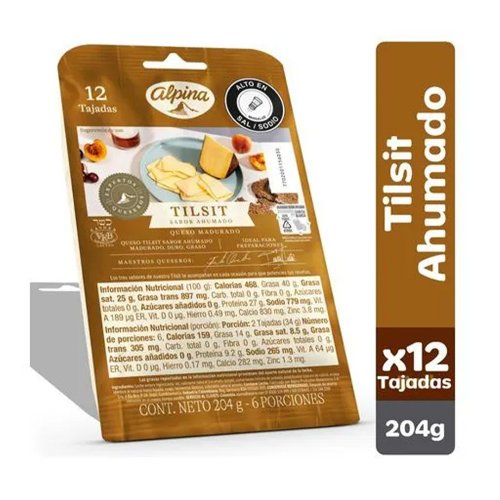 Queso Alpina Tilsit Ahumado Tajado x 204 g