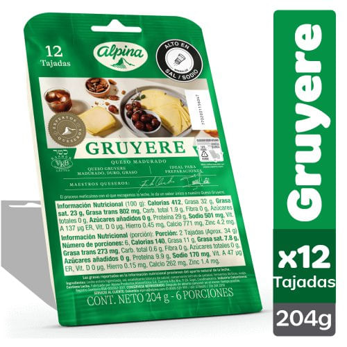 Queso Alpina Gruyere Tajado  x 204 g