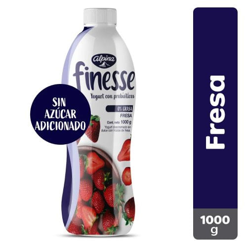 Yogurt Finesse Alpina Fresa Botella x 1000 g