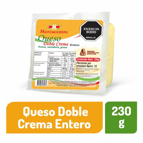 Queso Mercacentro Doble Crema Entero x 230 g